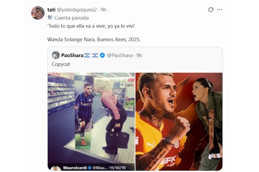 La China Suárez recreó una foto de Wanda Nara.