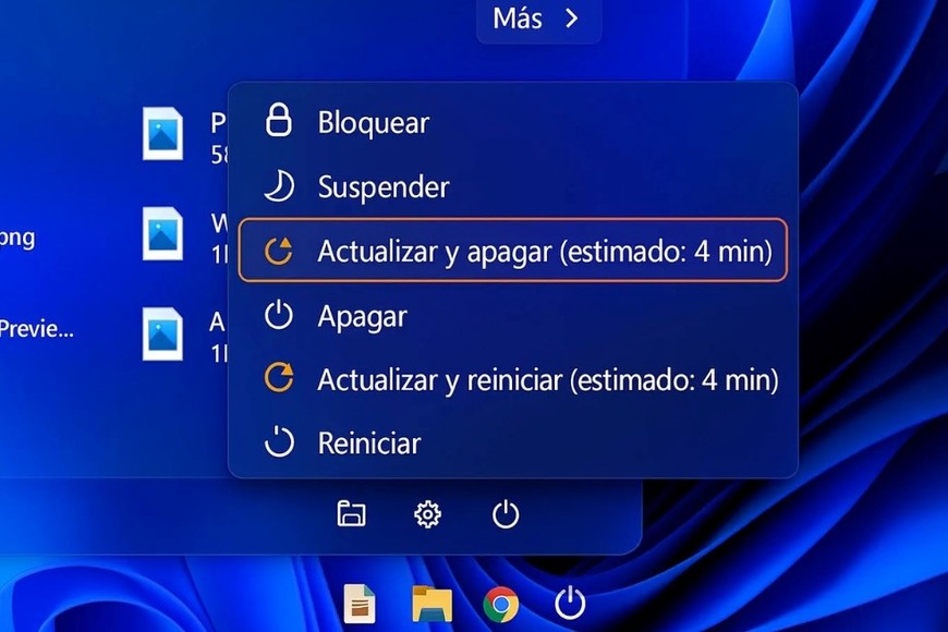 La función de actualizar y apagar.