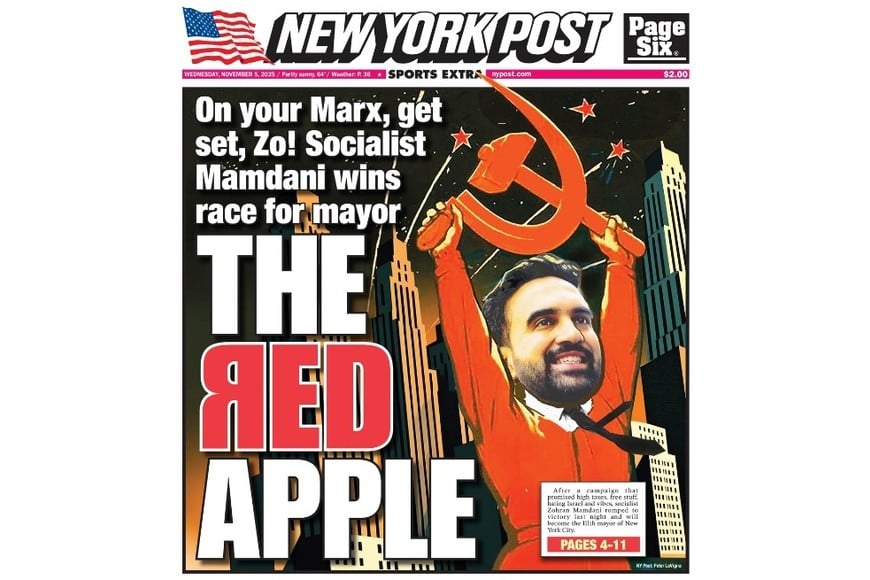 La tapa del New York Post sobre Mamdani.