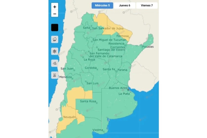 El gráfico de alertas del SMN.