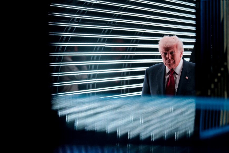 U.S. President Donald Trump attends the American Business Forum Miami at the Kaseya Center Arena in Miami, Florida, U.S. November 5, 2025. REUTERS/Jonathan Ernst