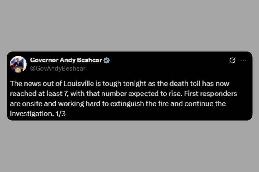 La publicación del gobernador Beshear en X.