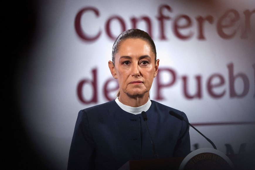 Mexico's President Claudia Sheinbaum attends a press conference at the National Palace in Mexico City, Mexico November 3, 2025. REUTERS/Henry Romero