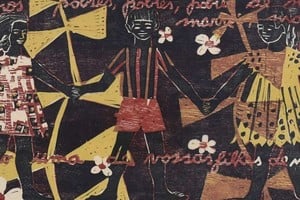 Fragmento de una obra de Bettiol que sintetiza sus temas. Foto: TNT Arte