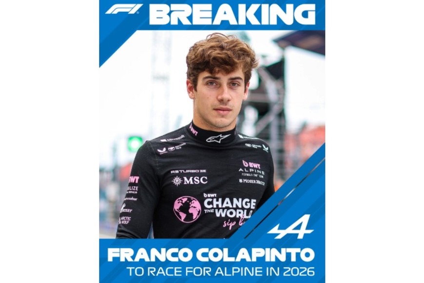 El anuncio de la F1 por la firma de Colapinto.
