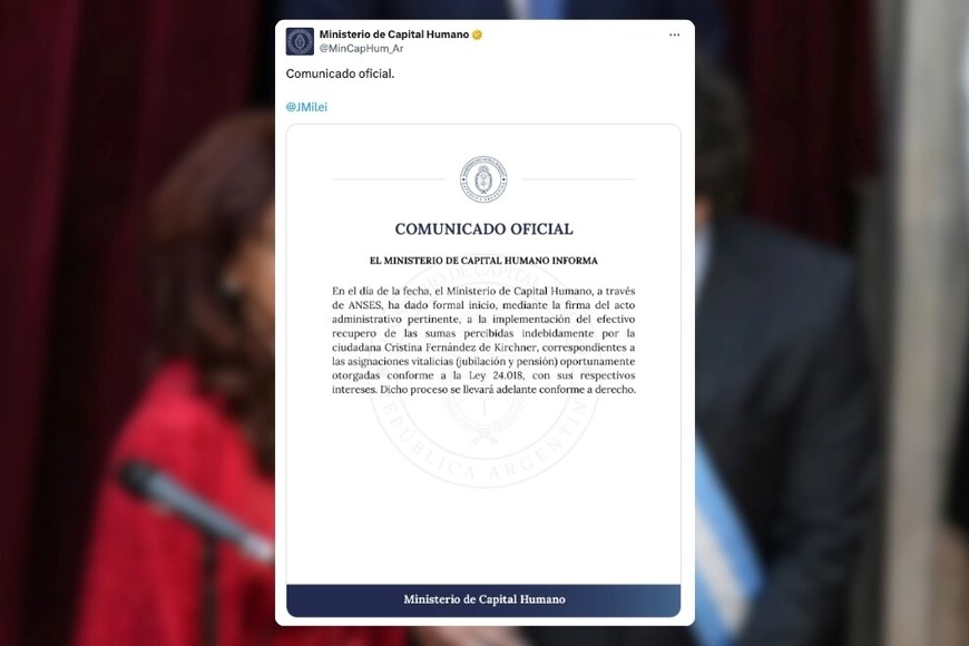 Sandra Pettovello, ministra de Capital Humano, confirmó el inicio del trámite por redes sociales.