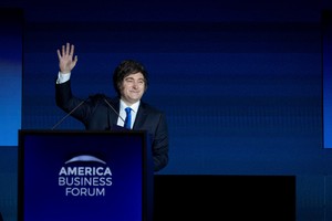 Javier Milei este jueves durante el America Business Forum en Miami. Crédito: REUTERS/Marco Bello