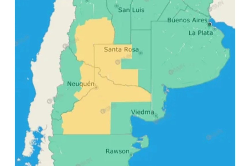 El gráfico de alertas del SMN.