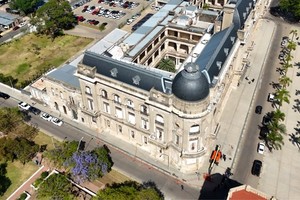 La Casa de Gobierno de Santa Fe tomada desde el drone de El Litoral. Foto: Fernando Nicola