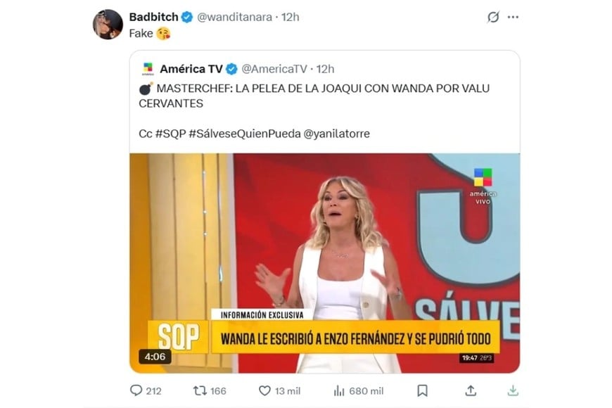 La reacción de Wanda Nara ante la noticia.