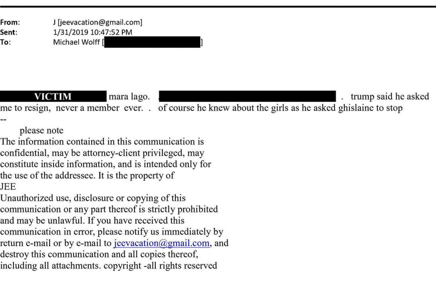 A newly released email from disgraced late financier and sex offender Jeffrey Epstein, referencing his former companion Ghislaine Maxwell and U.S. President Donald Trump, is seen in this handout image released by Democrats on the House Oversight Committee in Washington, D.C., U.S., on November 12, 2025. House Oversight Committee Democrats/Handout via REUTERS  THIS IMAGE HAS BEEN SUPPLIED BY A THIRD PARTY.