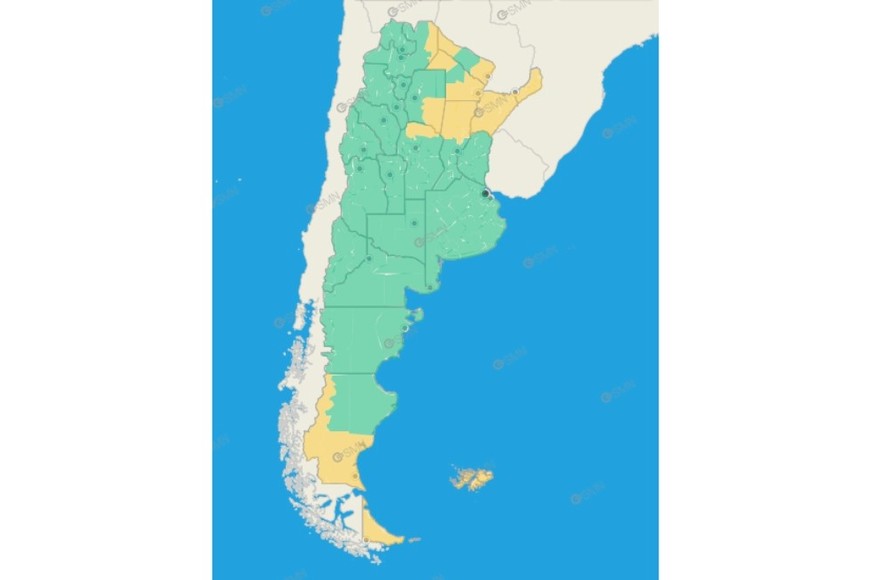 El gráfico de alertas del SMN.