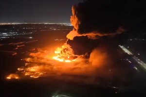 Una vista aérea del incendio en Flamia.