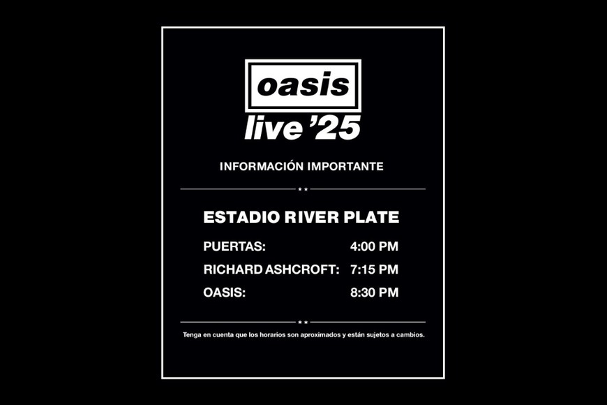Oasis adelanta su show del sábado en River por la alerta meteorológica