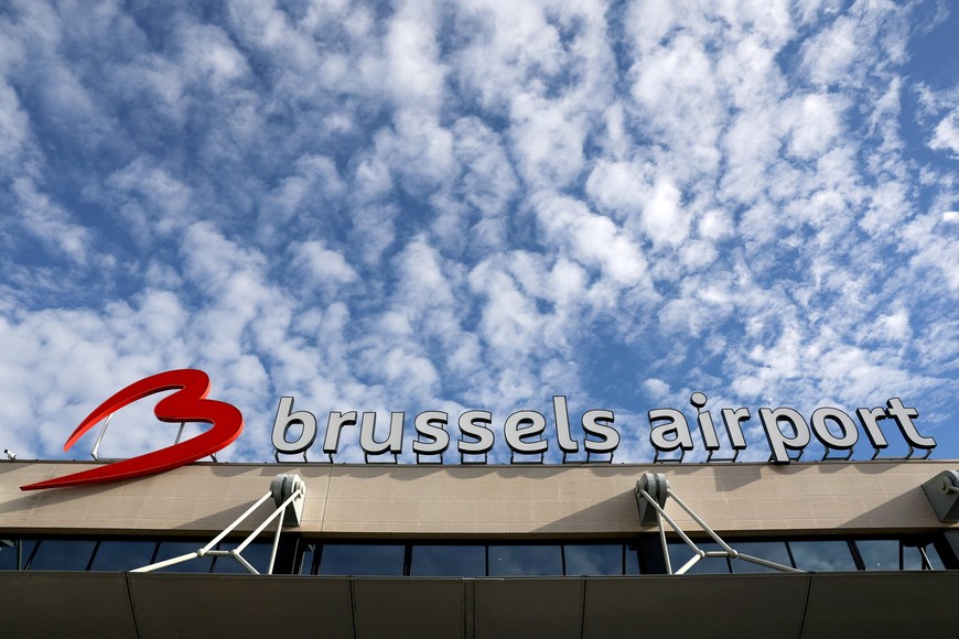 FILE PHOTO: Clouds over Brussels Airport following its reopening after the Belgian air traffic control service reported a sighting of a drone, in Zaventem, Belgium, November 5, 2025. REUTERS/Yves Herman/File Photo