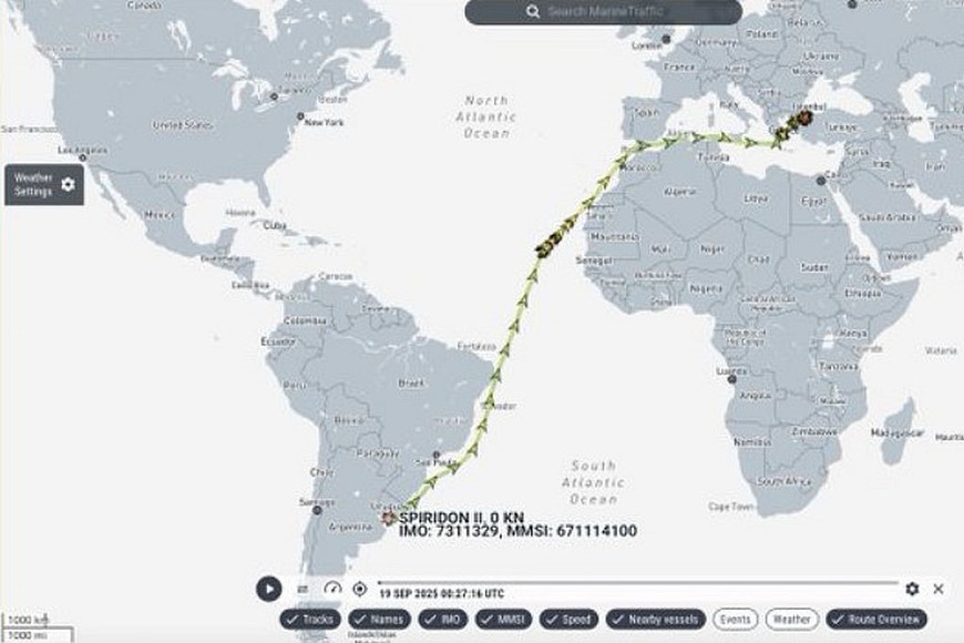 La travesía del  buque Spiridon II.