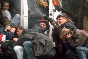 Sarajevo durante el asedio, 6 de abril de 1992. Archivo.