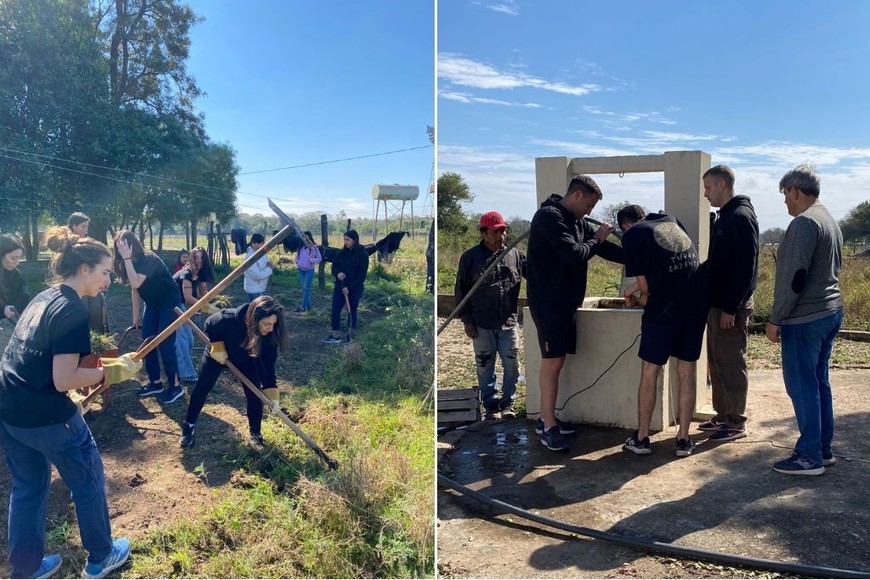 Desmalezado, huerta, control del agua en los aljibes, algunas de las acciones. Crédito: Gentileza