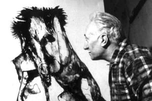 Castagnino junto a una de sus obras. Foto: Archivo