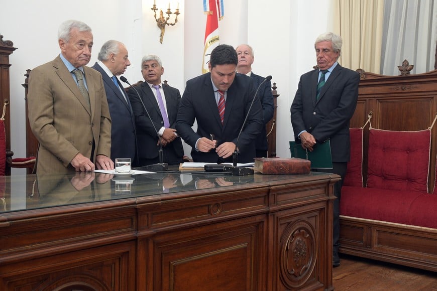 Falistocco, Gutiérrez, Baclini, Weder y Bordas, en el marco de la jura de magistrados.