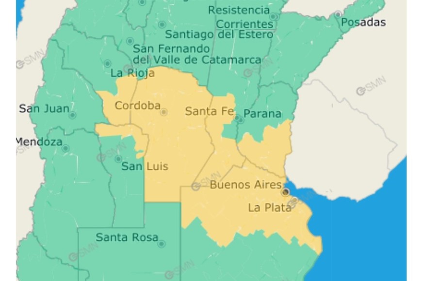 La gráfica de alertas del SMN.