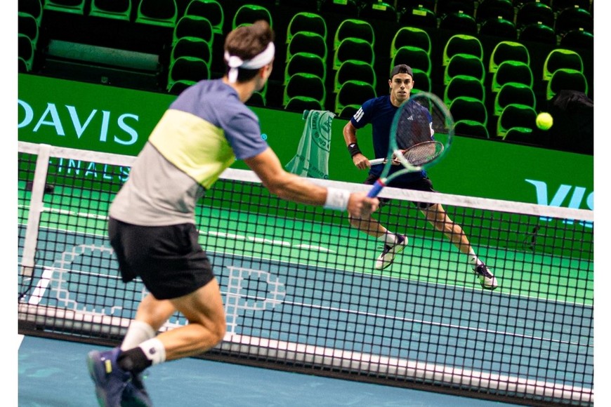 El entrenamiento entre Cerúndolo y Etcheverry.
