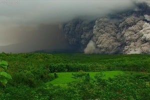 Mount Semeru volcano spews volcanic material during an eruption in Lumajang, East Java province, Indonesia, November 19, 2025 this screen grab from video. Afartv YouTube Channel/Handout via REUTERS    THIS IMAGE HAS BEEN SUPPLIED BY A THIRD PARTY. NO RESALES. NO ARCHIVES. MANDATORY CREDIT
Verification:
-Location and date verified by reports of local authorities
-Date verified by the timestamp seen on the footage