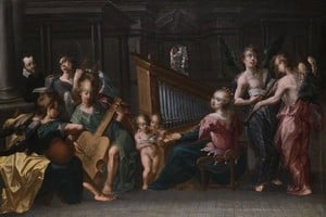 Santa Cecilia con un coro de Ángeles. Anónimo. Siglo XVII