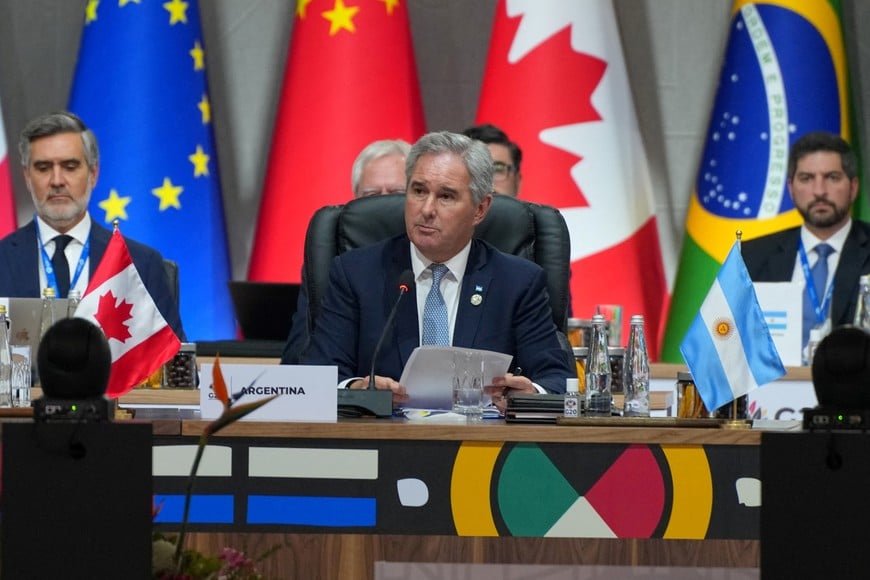 Argentine Foreign Minister Pablo Quirno addresses the opening session of the G20 leaders' summit in Johannesburg, South Africa, November 22, 2025.     Misper Apawu/Pool via REUTERS