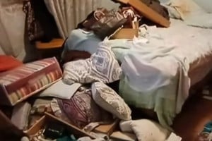 Dos asaltantes rompieron una reja del patio de la casa para ingresar.