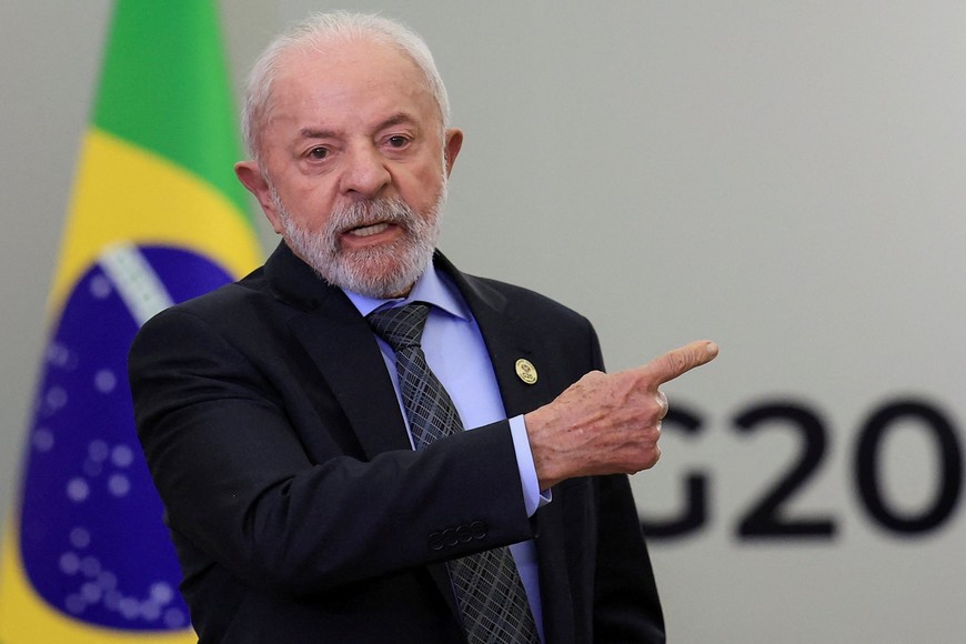 Brazil's President Luiz Inacio Lula da Silva gestures at a press conference on the second day of the G20 Leaders' Summit in Johannesburg, South Africa, November 23, 2025. REUTERS/Esa Alexander