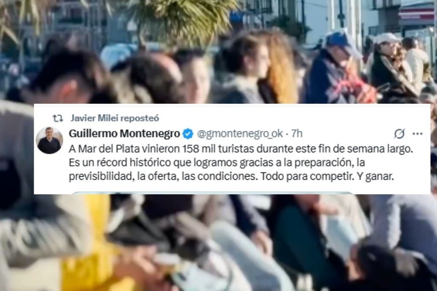 Montenegro celebró 158 mil turistas en Mar del Plata durante el fin de semana largo.