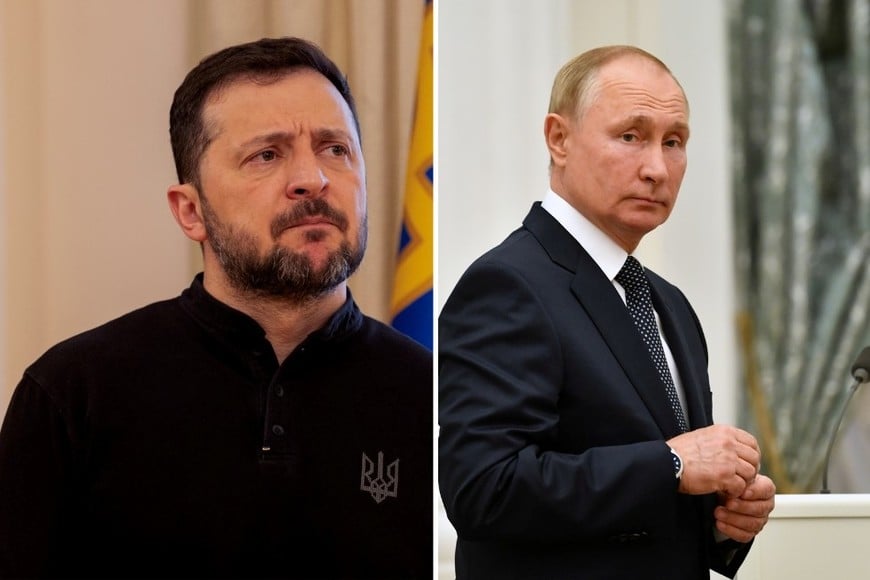 Volodimir Zelenski, presidente de Ucrania, y Vladimir Putin, presidente de Rusia. Crédito: Reuters