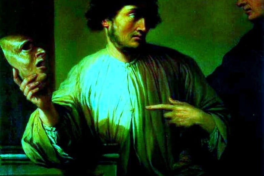 "La mentira", alegoría del pintor barroco napolitano Salvator Rosa (1615-1673). Palazzo Pitti, Florencia, Italia.