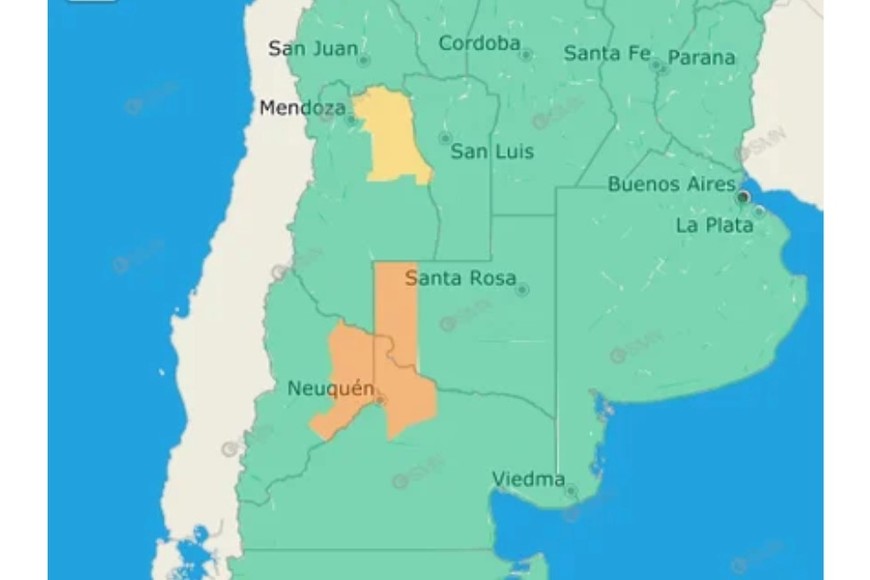 El gráfico de alertas del SMN.