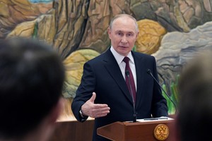 Putin habló desde Kirguistán y fue transmitido en directo por la TV rusa. Foto: Reuters