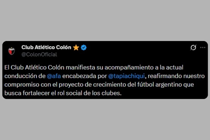 El comunicado de Colón en X.