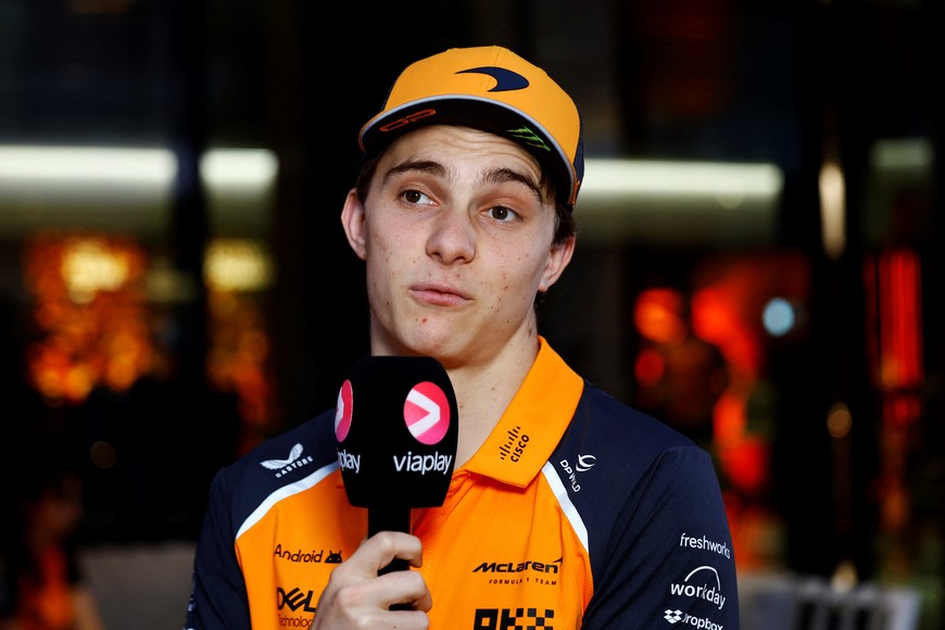 Formula One F1 - Qatar Grand Prix - Lusail International Circuit, Lusail, Qatar - November 27, 2025
McLaren's Oscar Piastri speaks to the media ahead of the Qatar Grand Prix REUTERS/Rula Rouhana