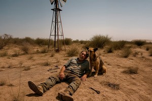 "Me lo imagino boca arriba, el molino recortado sobre su cabeza, el cielo apenas velado por las aspas. Y ahí aparece el primer silencio. El del campo. Ese silencio que no es ausencia de ruido sino una presencia enorme que lo ocupa todo. Nadie. Ningún vecino a cien metros, ningún auto pasando, ninguna sirena. Solo él, el molino, el polvo, y Fatiga... su perro"