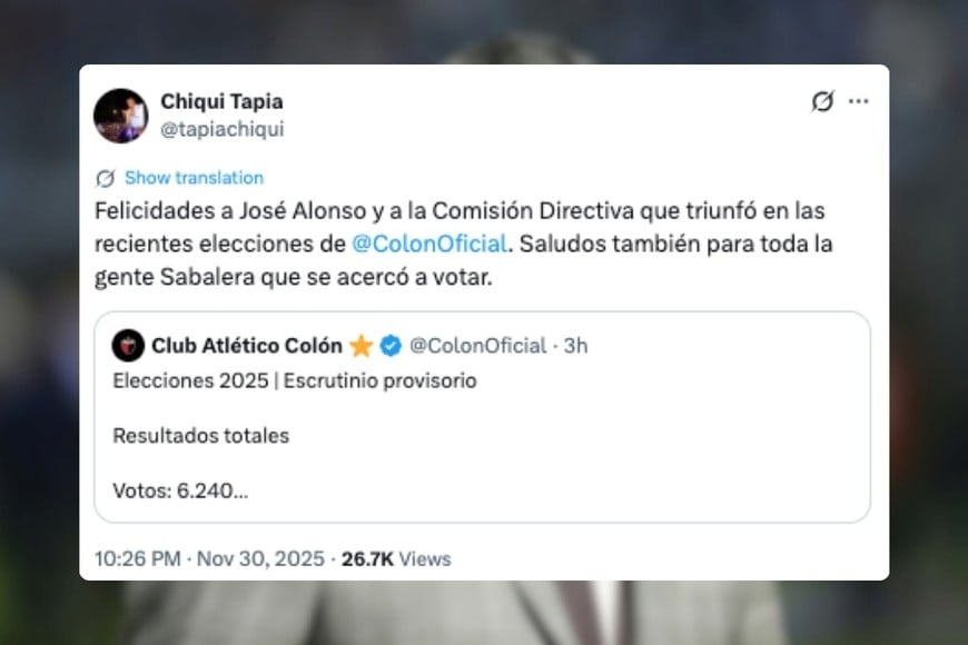 Tapia saludó a la nueva dirigencia sabalera encabezada por José Alonso.