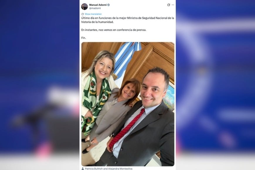 El saludo de Adorni a Bullrich y su sucesora