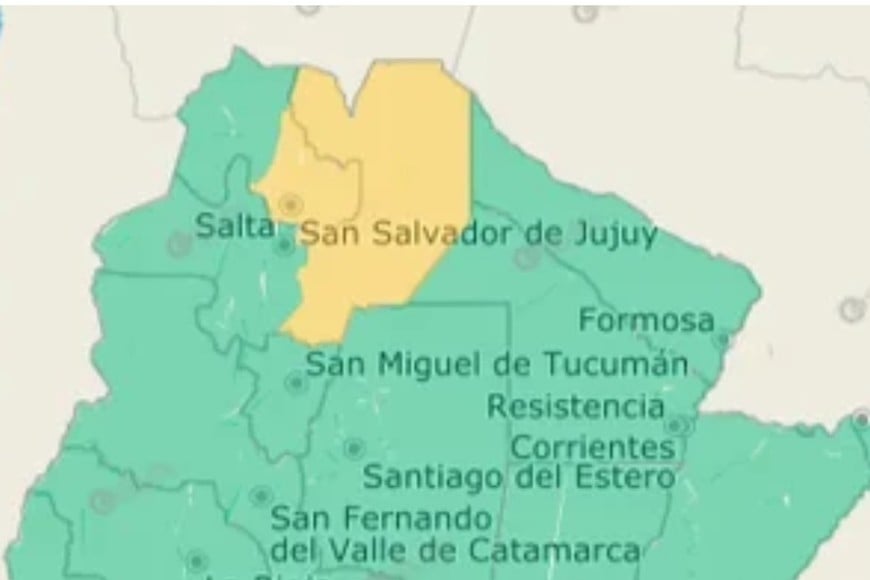 El gráfico de alertas del SMN.