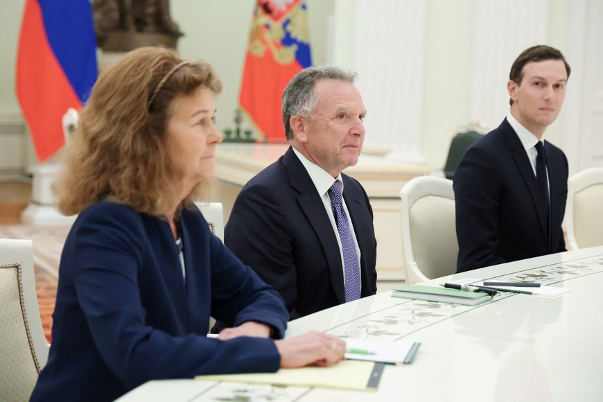 U.S. President Donald Trump's special envoy Steve Witkoff and son-in-law Jared Kushner attend a meeting with Russian President Vladimir Putin at the Kremlin in Moscow, Russia, December 2, 2025. Sputnik/Alexander Kazakov/Pool via REUTERS ATTENTION EDITORS - THIS IMAGE WAS PROVIDED BY A THIRD PARTY.