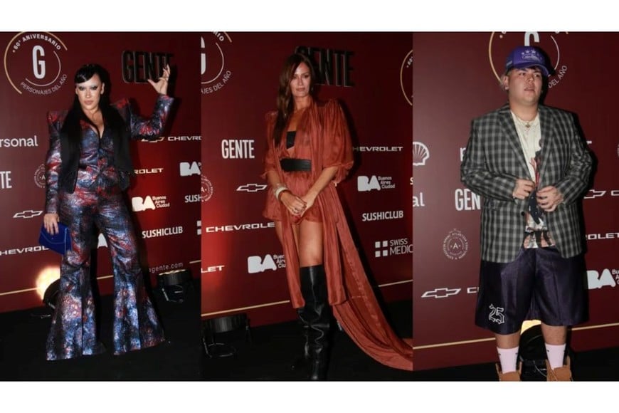 Evelyn Botto, Paula Chaves y Mortedor en la gala de los personajes del año.