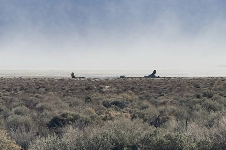 El lugar tras el choque del F-16.