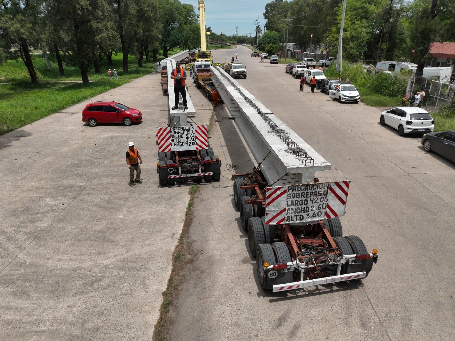 Llegaron las primeras vigas del nuevo Puente Santa Fe–Santo Tomé.