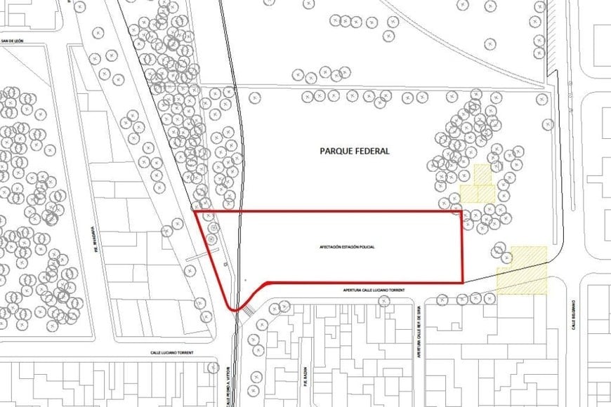 En rojo. El mapa muestra la ubicación de la fracción de terreno a donar. Crédito: El Litoral