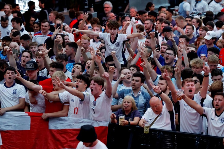 Soccer Football - Euro 2024 - Fans gather for England v Slovenia - London, Britain - June 25, 2024
England fans at BoxPark Wembley before the match Action Images via Reuters/Andrew Couldridge