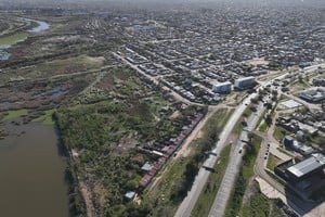 Uno de los reservorios del Noroeste, desde el drone de El Litoral. Crédito: Fernando Nicola