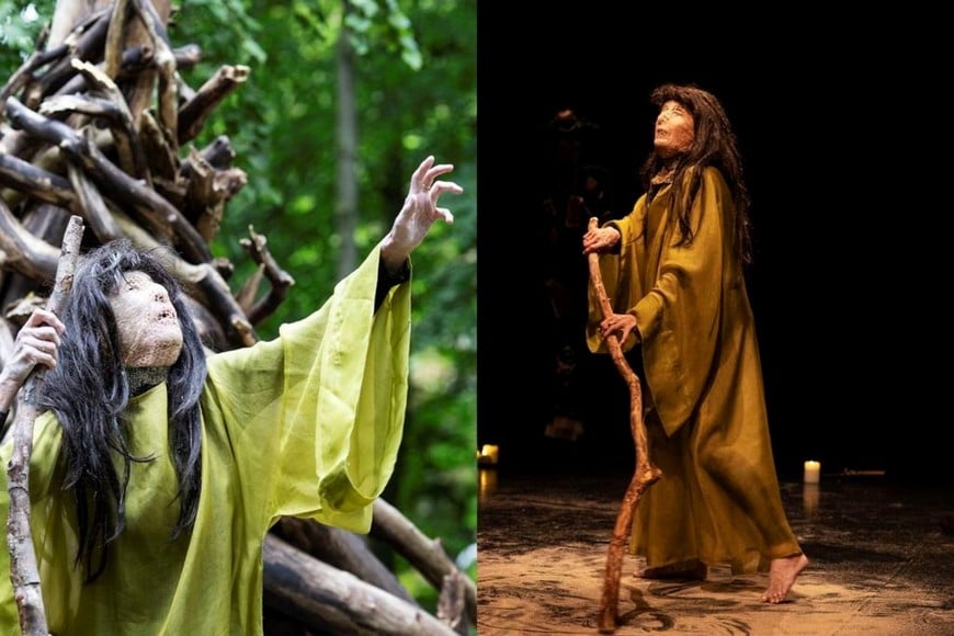 Iben Nagel Rasmussen: El fantasma de Edipo desarrollado para “Tebas en tiempos de la fiebre amarilla”: en la naturaleza, en una experiencia montada junto a Antonella Diana, y en el espectáculo “Corales de la memoria”. Fotos: Gentileza Francesco Galli